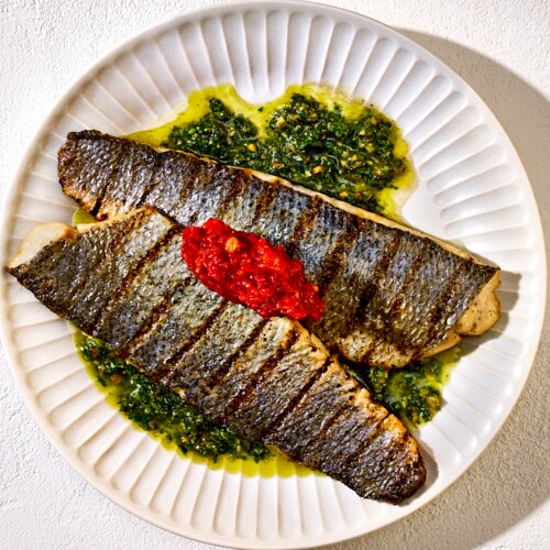 Photo of Grilled Sea Bass with Pistachio Pesto from Bankside by JJ Johnson